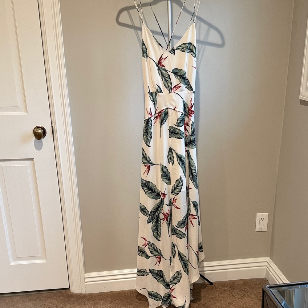 Strut & Bolt Tropical Leaf Print Maxi Dress Size Small